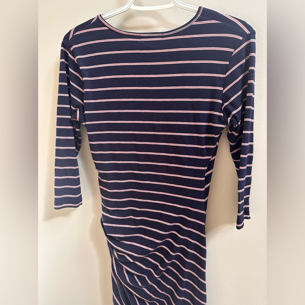 NEW Anthropologie Sundry Fabian Faux Wrap Striped Shirt Dress Women’s 1/S Navy - Picture 10 of 11